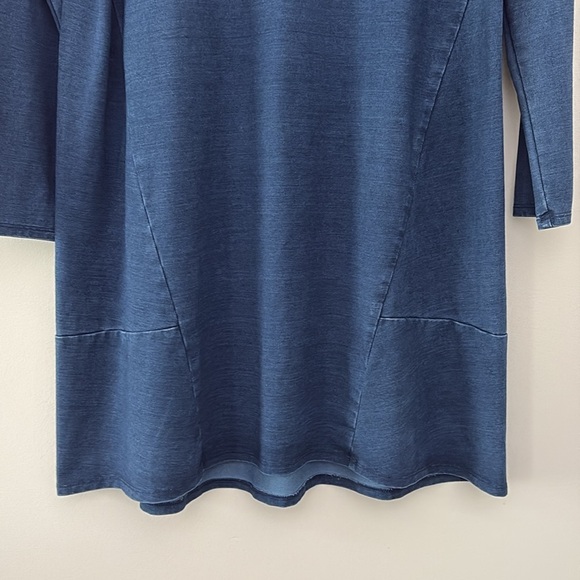 J. JILL Pure Jill Indigo Tunic Dress Trapeze Swing Long Sleeve V Neck Blue Sz S - Picture 3 of 12